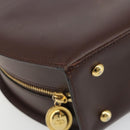 Christian Dior Hand Bag Leather Brown Gold Auth 185163-16