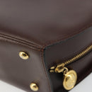 Christian Dior Hand Bag Leather Brown Gold Auth 185163-17