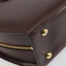 Christian Dior Hand Bag Leather Brown Gold Auth 185163-18