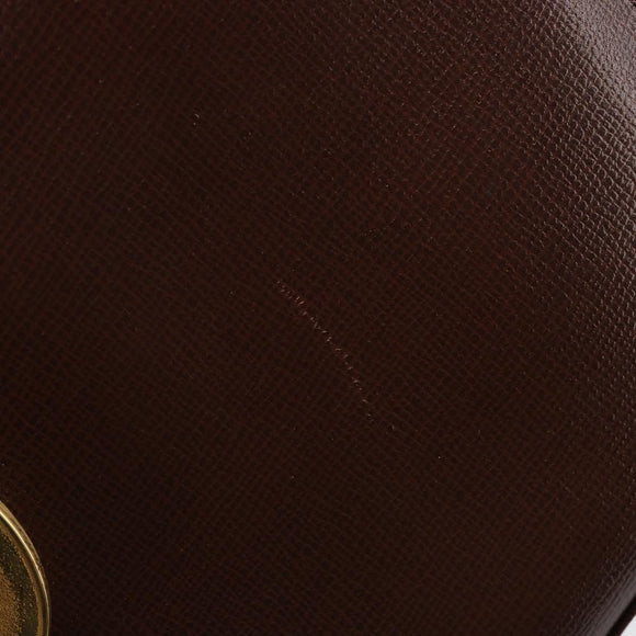 Christian Dior Hand Bag Leather Brown Gold Auth 185163