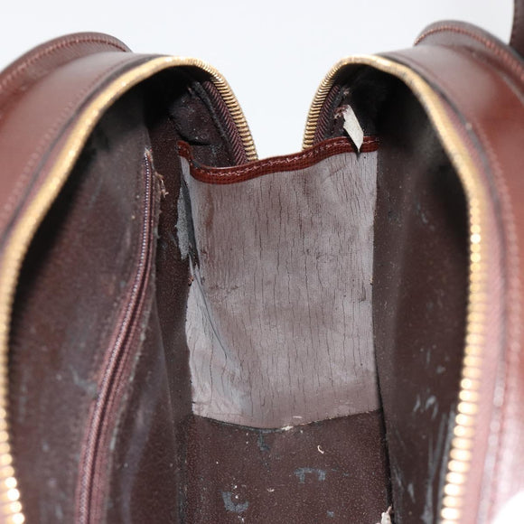 Christian Dior Hand Bag Leather Brown Gold Auth 185163