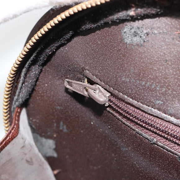 Christian Dior Hand Bag Leather Brown Gold Auth 185163