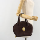 Christian Dior Hand Bag Leather Brown Gold Auth 185163-24