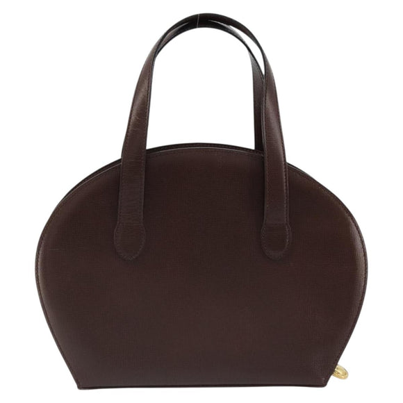 Christian Dior Hand Bag Leather Brown Gold Auth 185163