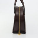 Christian Dior Hand Bag Leather Brown Gold Auth 185163-4