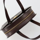 Christian Dior Hand Bag Leather Brown Gold Auth 185163-6