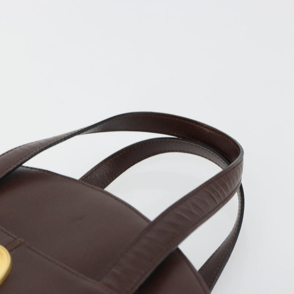 Christian Dior Hand Bag Leather Brown Gold Auth 185163