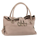 Salvatore Ferragamo Hand Bag Leather Beige Gold Auth 185164A-1