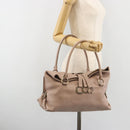 Salvatore Ferragamo Hand Bag Leather Beige Gold Auth 185164A-24
