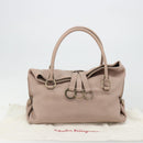 Salvatore Ferragamo Hand Bag Leather Beige Gold Auth 185164A-12