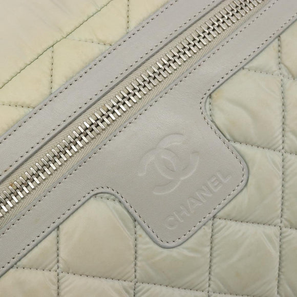 CHANEL Cococoon Shoulder Bag Nylon Gray Silver CC Auth 185165A