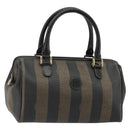 FENDI Pecan Canvas Hand Bag PVC Brown Black Auth 185166-1