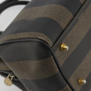 FENDI Pecan Canvas Hand Bag PVC Brown Black Auth 185166-11