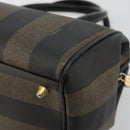 FENDI Pecan Canvas Hand Bag PVC Brown Black Auth 185166-12