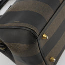 FENDI Pecan Canvas Hand Bag PVC Brown Black Auth 185166-13
