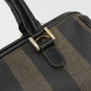 FENDI Pecan Canvas Hand Bag PVC Brown Black Auth 185166-14