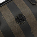 FENDI Pecan Canvas Hand Bag PVC Brown Black Auth 185166-15