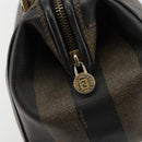 FENDI Pecan Canvas Hand Bag PVC Brown Black Auth 185166-16
