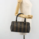 FENDI Pecan Canvas Hand Bag PVC Brown Black Auth 185166-24
