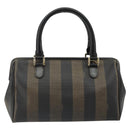 FENDI Pecan Canvas Hand Bag PVC Brown Black Auth 185166-3