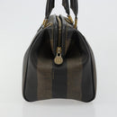 FENDI Pecan Canvas Hand Bag PVC Brown Black Auth 185166-5