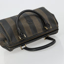 FENDI Pecan Canvas Hand Bag PVC Brown Black Auth 185166-6