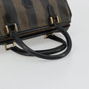 FENDI Pecan Canvas Hand Bag PVC Brown Black Auth 185166-7