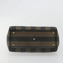 FENDI Pecan Canvas Hand Bag PVC Brown Black Auth 185166-9