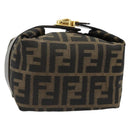 FENDI Zucca Canvas Hand Pouch Black Brown Auth 185167-1