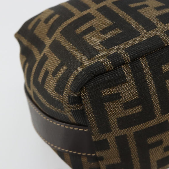 FENDI Zucca Canvas Hand Pouch Black Brown Auth 185167