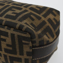 FENDI Zucca Canvas Hand Pouch Black Brown Auth 185167-15