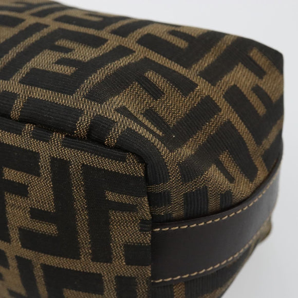 FENDI Zucca Canvas Hand Pouch Black Brown Auth 185167