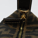 FENDI Zucca Canvas Hand Pouch Black Brown Auth 185167-9