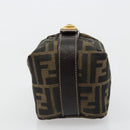 FENDI Zucca Canvas Hand Pouch Black Brown Auth 185167-3