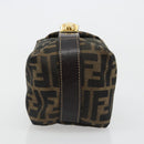 FENDI Zucca Canvas Hand Pouch Black Brown Auth 185167-4