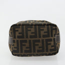 FENDI Zucca Canvas Hand Pouch Black Brown Auth 185167-5