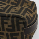FENDI Zucca Canvas Hand Pouch Black Brown Auth 185167-8