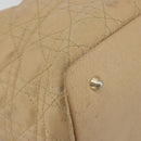 Christian Dior Lady Dior Tote Bag Coated Canvas Beige Gold Auth 185168-12
