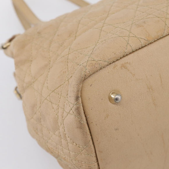 Christian Dior Lady Dior Tote Bag Gecoat Canvas Beige Goud Authentiek 185168