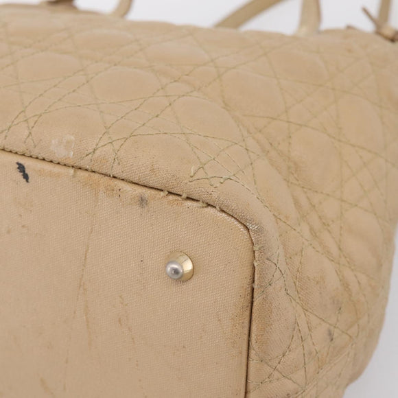 Christian Dior Lady Dior Tote Bag Gecoat Canvas Beige Goud Authentiek 185168