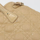 Christian Dior Lady Dior Tote Bag Coated Canvas Beige Gold Auth 185168-16