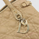Christian Dior Lady Dior Tote Bag Coated Canvas Beige Gold Auth 185168-17