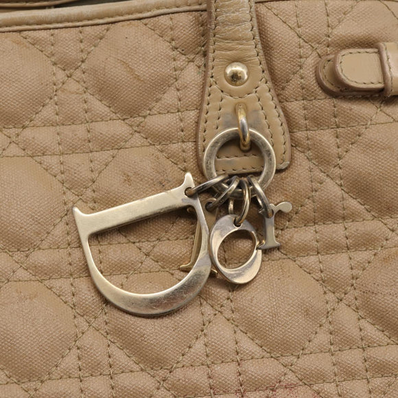 Christian Dior Lady Dior Tote Bag Gecoat Canvas Beige Goud Authentiek 185168