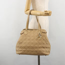 Christian Dior Lady Dior Tote Bag Coated Canvas Beige Gold Auth 185168-25