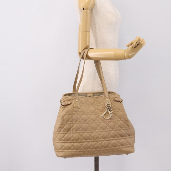 Christian Dior Lady Dior Tote Bag Gecoat Canvas Beige Goud Authentiek 185168