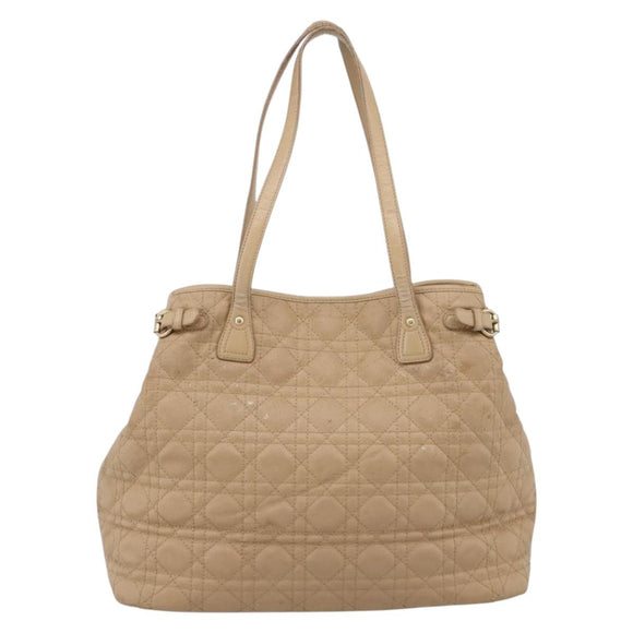 Christian Dior Lady Dior Tote Bag Gecoat Canvas Beige Goud Authentiek 185168