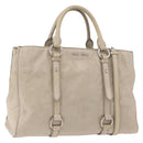 Miu Miu Hand Bag Leather 2way Gray Silver Auth 185170V-1