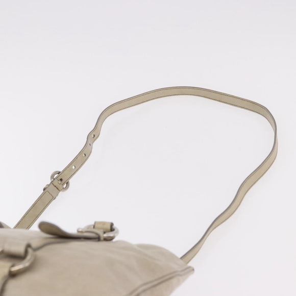Miu Miu Hand Bag Leather 2way Gray Silver Auth 185170V