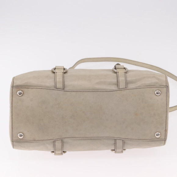 Miu Miu Hand Bag Leather 2way Gray Silver Auth 185170V