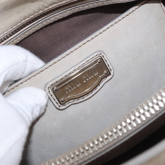 Miu Miu Hand Bag Leather 2way Gray Silver Auth 185170V